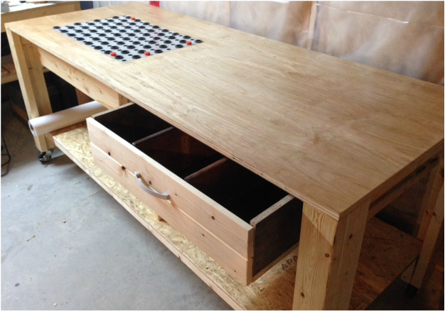 workbench with downdraft and drawer